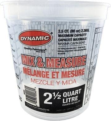 Dynamic 2 1/2 Qt Mix & Measure Disposable Paint Pail Plus Ratios